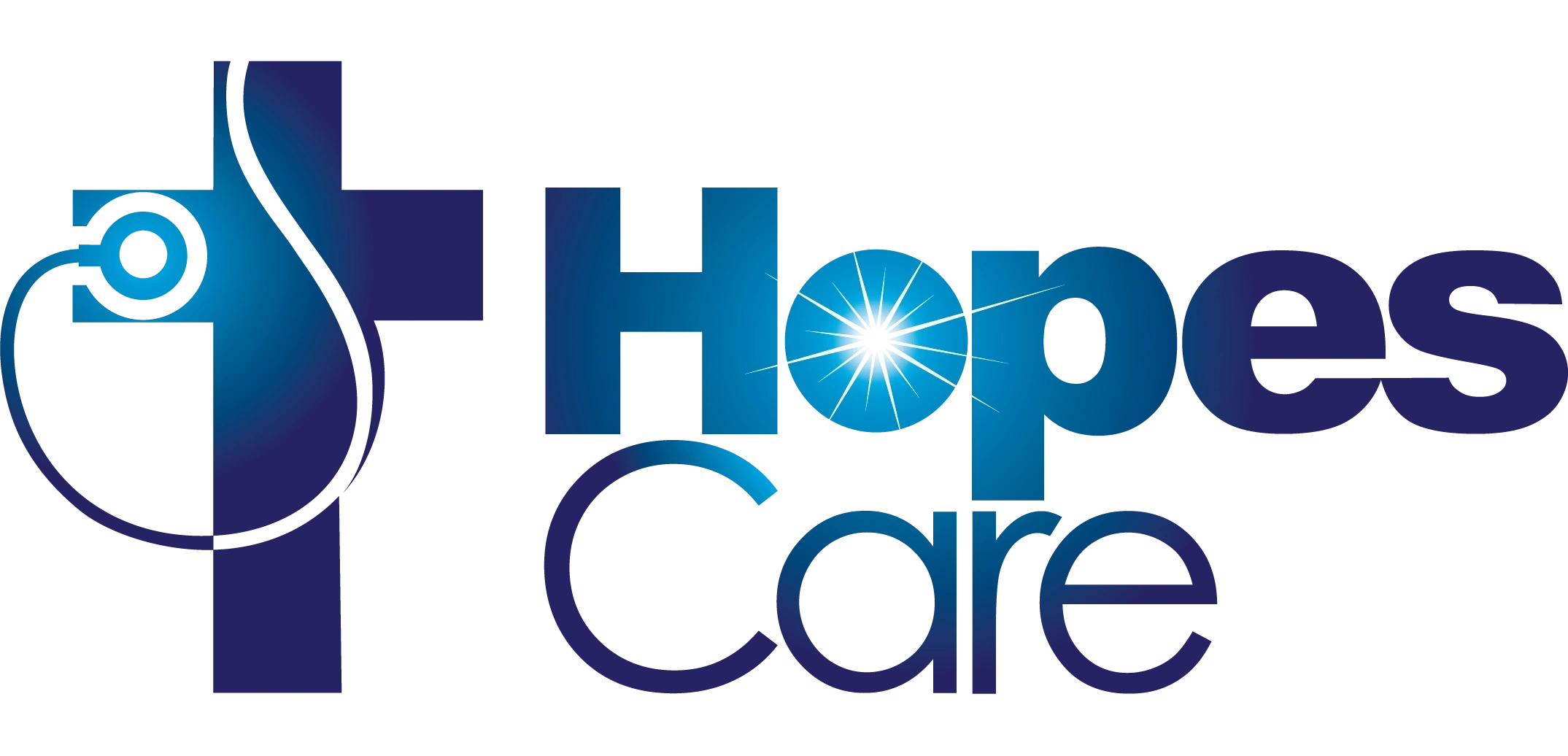 A blue and black logo for hope care